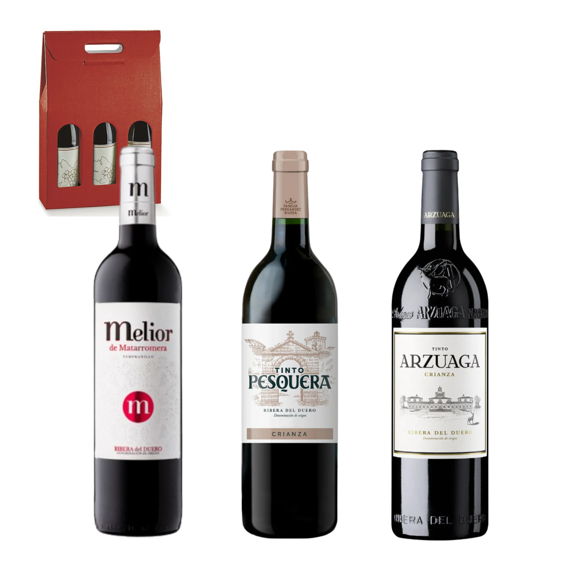 Cesta 3 Vinos: Melior Matarromera, Pesquera y Arzuaga