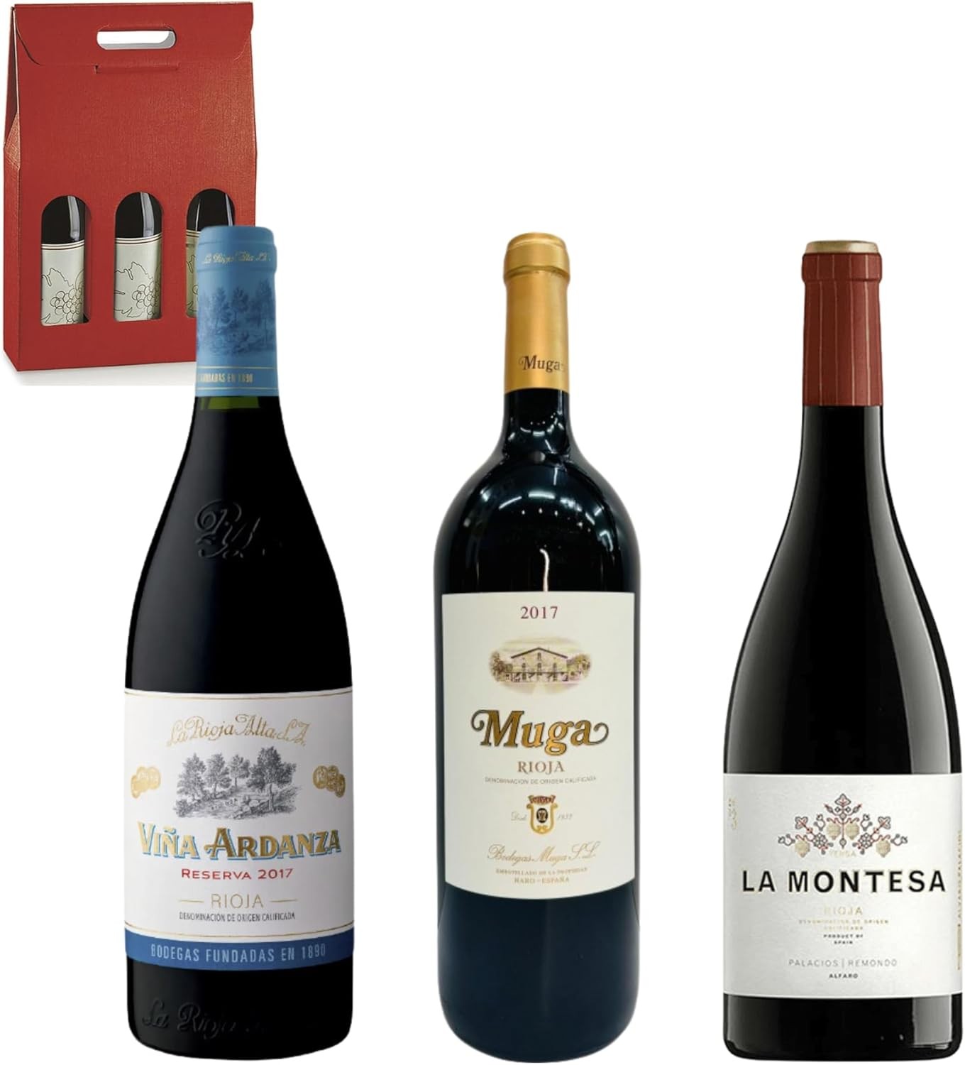Cesta 3 Vinos: Viña Tondonia, Viña Ardanza y Marques de Riscal Reserva